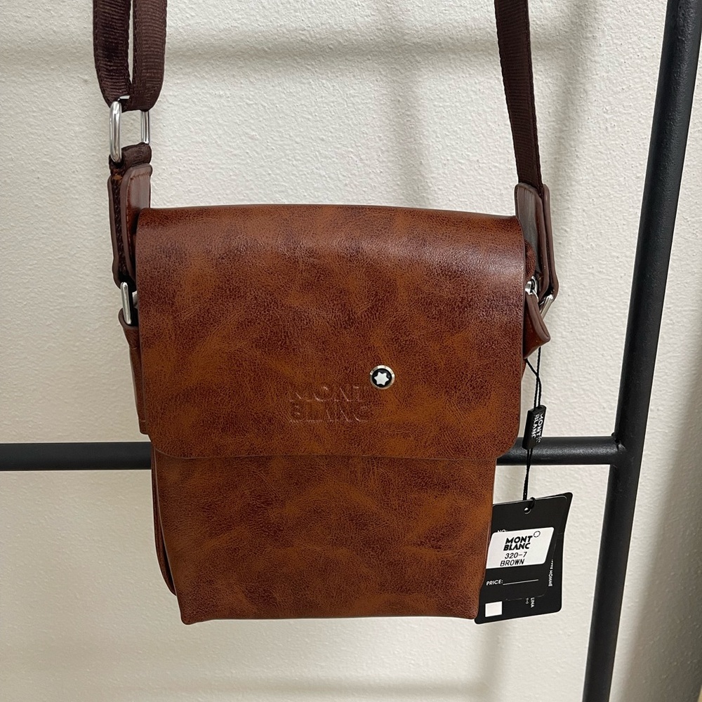 Mont blanc messenger leather bag for men